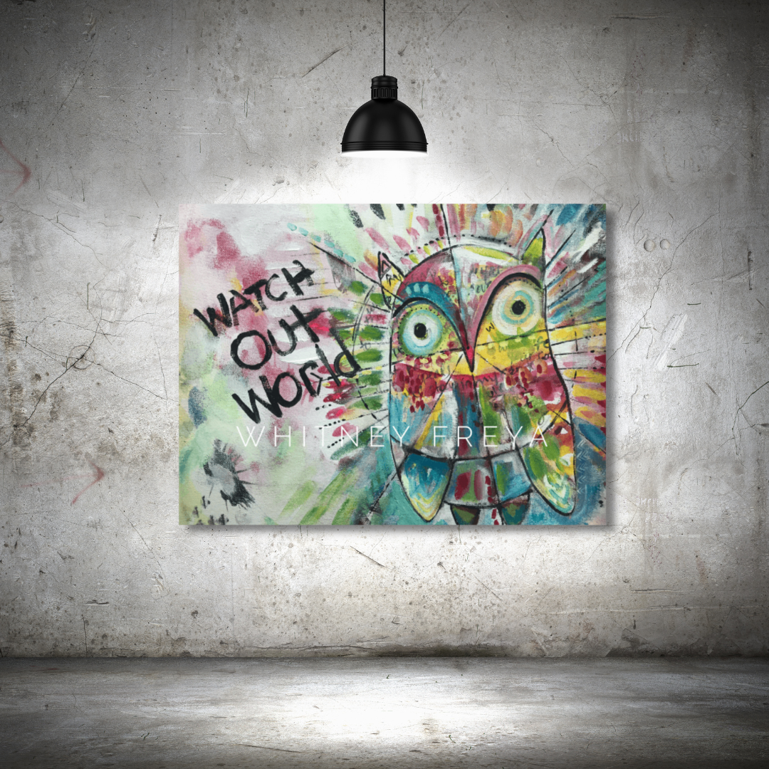Watch out World Owl Painting
