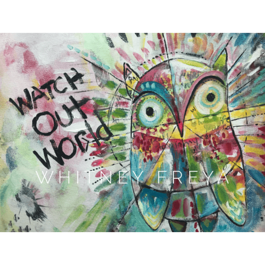 Watch out World Owl Painting