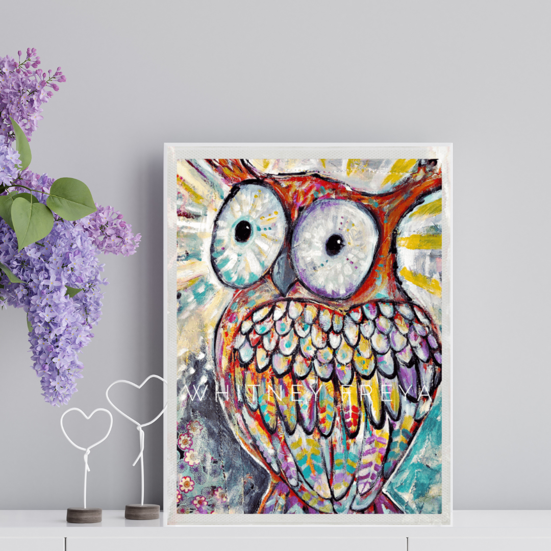 Glowing Owl Painting